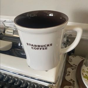 Starbucks Coffee Mug Cup 16 Oz 2009 New Bone China White w/ Brown Interior